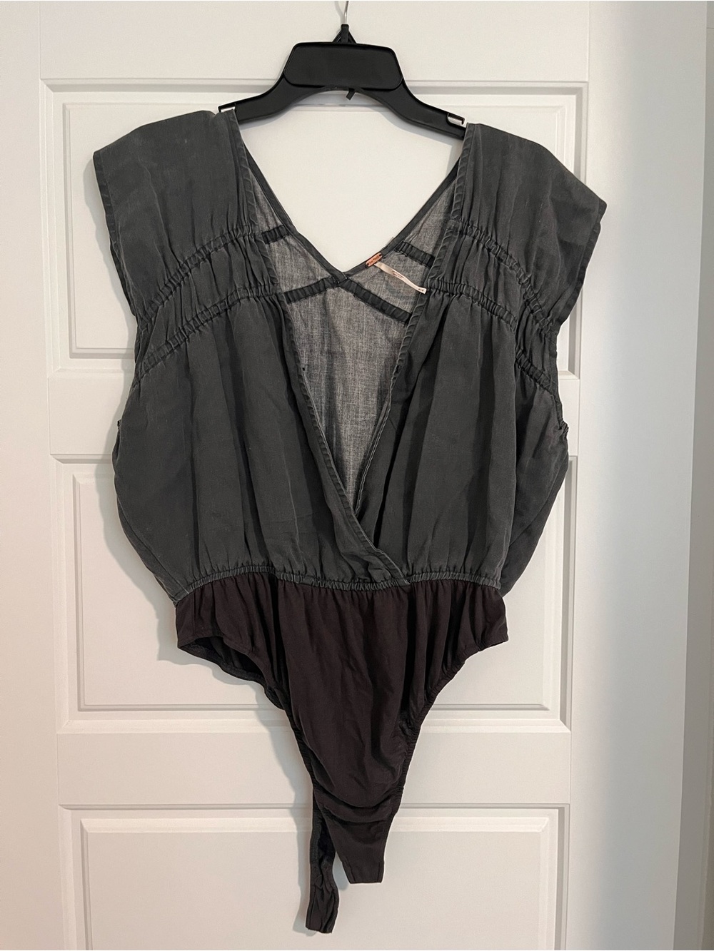 Free People skiCharcoal Gray and Dark Brown V-Neck Bodysuit and matching skirt!